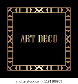 Vintage linear border. Geometric art deco style frame. Vector illustration.