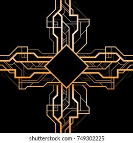 Vintage linear border. Geometric art deco style frame. Vector illustration.