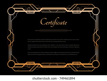 Vintage linear border. Geometric art deco style frame. Vector illustration.