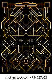 Vintage linear border. Geometric art deco style frame. Vector illustration.