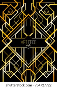 Vintage linear border. Geometric art deco style frame. Vector illustration.