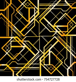 Vintage linear border. Geometric art deco style frame. Vector illustration.