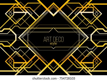 Vintage linear border. Geometric art deco style frame. Vector illustration.