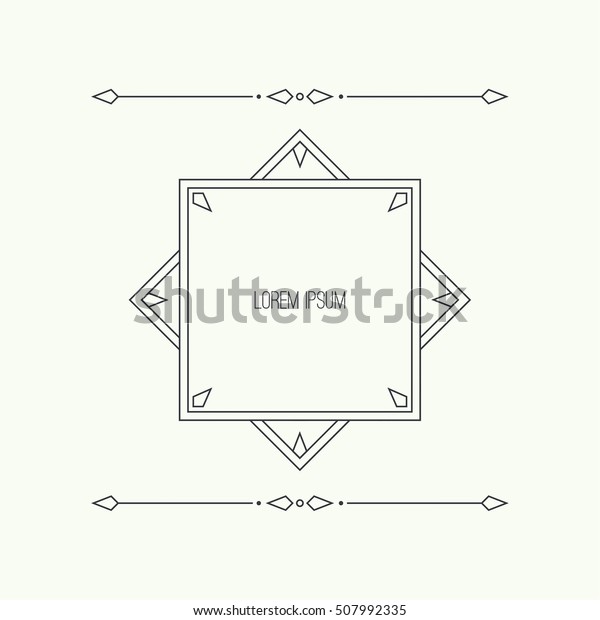 Vintage linear geometric frame with divider. Vector\
separate border. 