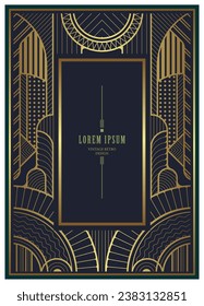 Vintage lineal delgada línea forma geométrica retro diseño art deco esquina de insignia de marco Premium Vector.