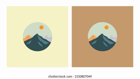 Vintage linear travel patch badge design. Camping label concept. Wild camping on mountain, tree, and river expedition logo. Lumberjack logotype. Pin graphic illustration vector art t-shirt.