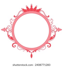 Vintage lines about love, pink lines and mirror circles. For decorating Valentine's Day cards.