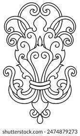 Vintage lines. Abstract baroque style. no color on white