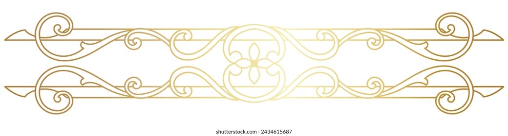 vintage lines decorative elements Golden flower border collection