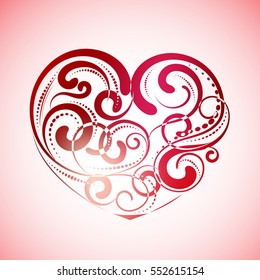 vintage lines of heart. Valentines day. Greeting card