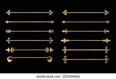 Vintage lines set ,vector decorative golden collection. 