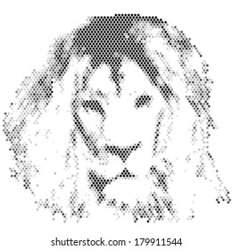 Vintage Lion design. Abstract spotted illustration.