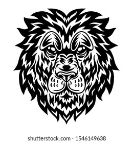 Vintage lion face. Heading vintage style Isolated on a white background. Design element for logo, badge, tattoo, t-shirt, banner, poster.