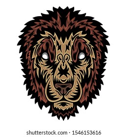 Vintage lion face. Heading vintage style Isolated on a white background. Design element for logo, badge, tattoo, t-shirt, banner, poster.