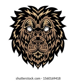 Vintage lion face. Heading vintage style Isolated on a white background. Design element for logo, badge, tattoo, t-shirt, banner, poster.