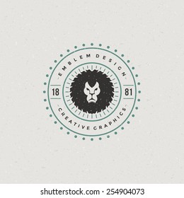 Vintage Lion face mascot emblem symbol. Can be used for T-shirts print, labels, badges, stickers, logotypes vector illustration.