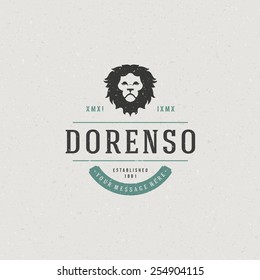 Vintage Lion face mascot emblem symbol. Can be used for T-shirts print, labels, badges, stickers, logotypes vector illustration.