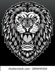 Vintage lion head illustration. Premium vector