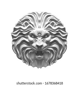 Vintage lion head isolated on white. Vector illustration.