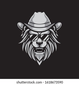 Vintage Lion Head Logo, Vector Template