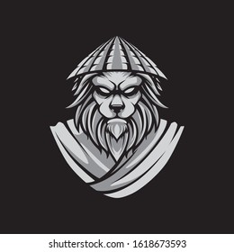 Vintage Lion Head Logo, Vector Template