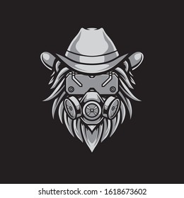 Vintage Lion Head Logo, Vector Template
