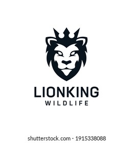 Vintage lion king animal logo design inspiration template. Logo can be used for icon, e-sport, wild, brand, identity, retro, and business company