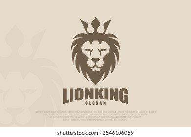 Vintage lion king logo design . lion head and crown emblem icon art . vector illustration