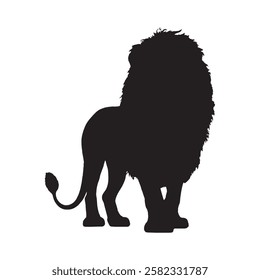 Vintage Lion Silhouette Vector Outline - Lion Silhouette - Lion Vector - Lion Illustration 
