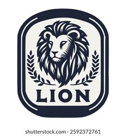 vintage lion wild animal emblem label badge print poster retro vector illustration template design