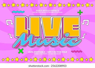  Vintage Live Music Editable Text Effect Cartoon Style