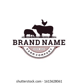 Vintage livestock logo inspiration. Farm animal design template. Vector illustration concept 