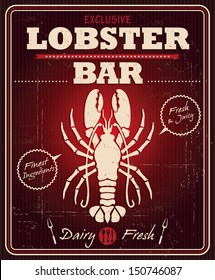 Vintage lobster bar poster design