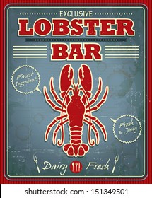 Vintage lobster bar poster design