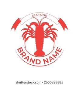 A vintage lobster logo featuring a classic hand-drawn lobster with intricate details in bold lines 