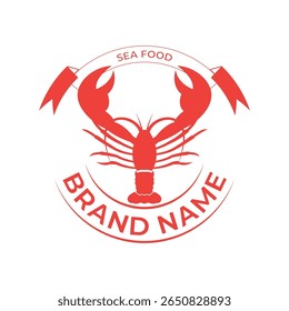 Um logotipo de lagosta vintage com uma lagosta clássica desenhada à mão com detalhes intrincados em linhas em negrito 