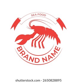 A vintage lobster logo featuring a classic hand-drawn lobster with intricate details in bold lines 