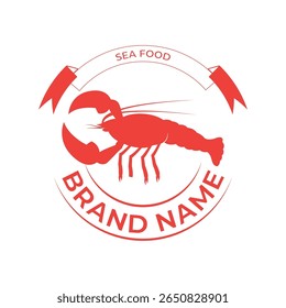 Um logotipo de lagosta vintage com uma lagosta clássica desenhada à mão com detalhes intrincados em linhas em negrito 