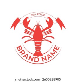 A vintage lobster logo featuring a classic hand-drawn lobster with intricate details in bold lines 