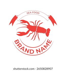 A vintage lobster logo featuring a classic hand-drawn lobster with intricate details in bold lines 