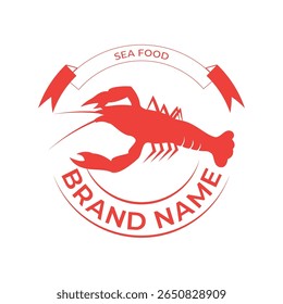 Um logotipo de lagosta vintage com uma lagosta clássica desenhada à mão com detalhes intrincados em linhas em negrito 