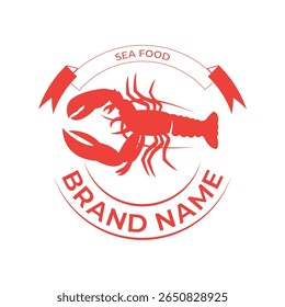 Um logotipo de lagosta vintage com uma lagosta clássica desenhada à mão com detalhes intrincados em linhas em negrito 