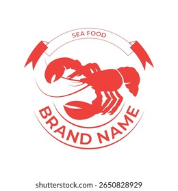 Um logotipo de lagosta vintage com uma lagosta clássica desenhada à mão com detalhes intrincados em linhas em negrito 