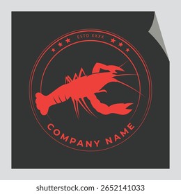 Um logotipo de lagosta vintage com uma lagosta desenhada à mão clássica 