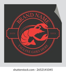 Um logotipo de lagosta vintage com uma lagosta desenhada à mão clássica 
