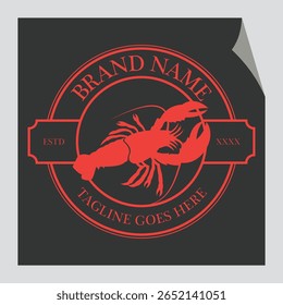 Um logotipo de lagosta vintage com uma lagosta desenhada à mão clássica 