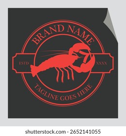 Um logotipo de lagosta vintage com uma lagosta desenhada à mão clássica 