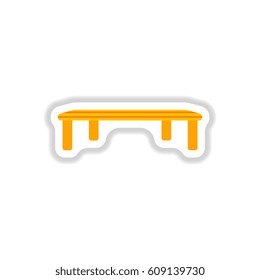 Vintage locker room bench in paper sticker style