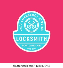 vintage locksmith logo. retro styled key cutting service emblem, badge, design element, logotype template. vector illustration