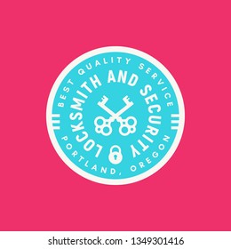 vintage locksmith logo. retro styled key cutting service emblem, badge, design element, logotype template. vector illustration